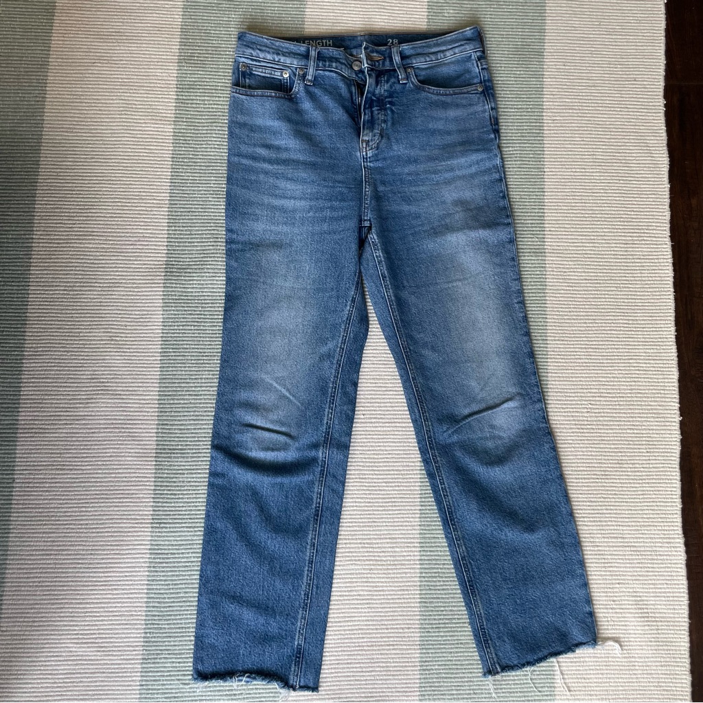 J. Crew Women's Cropped Blue Jeans 28 Raw Hem In Classic Straight